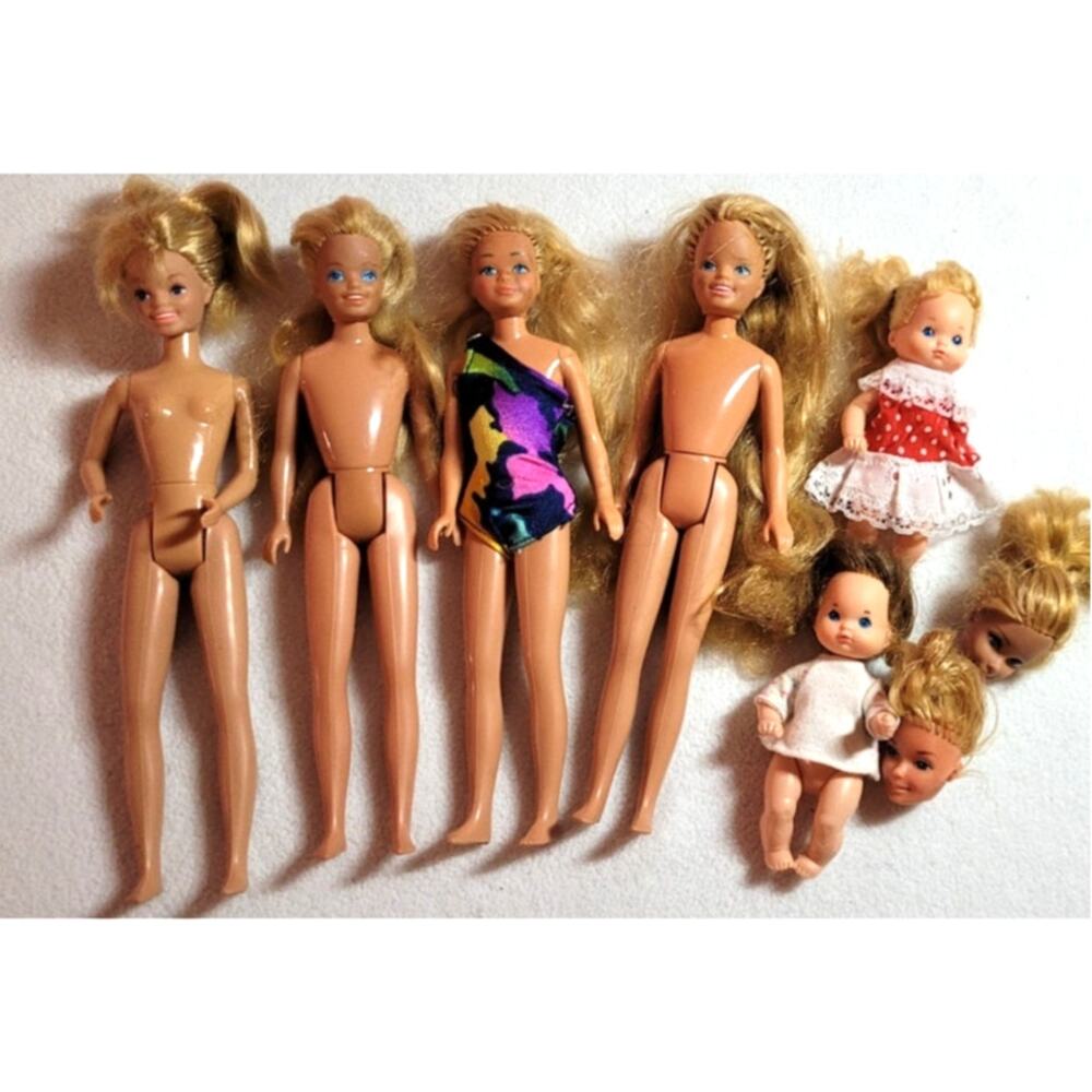Vintage Mattel Skipper Doll Lot 1960s 1970s 1980s Long Hair Bodies Heads Babies
